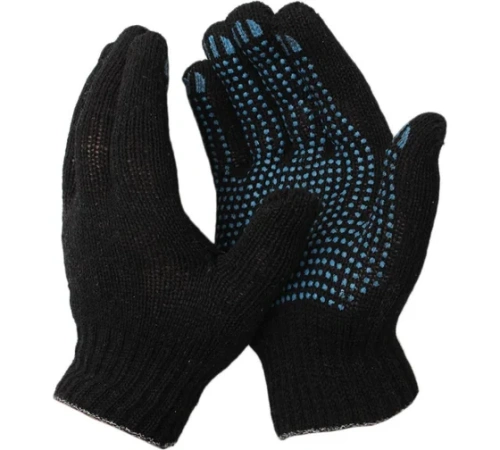 Перчатки с ПВХ 5 нитей 10 точка, черные