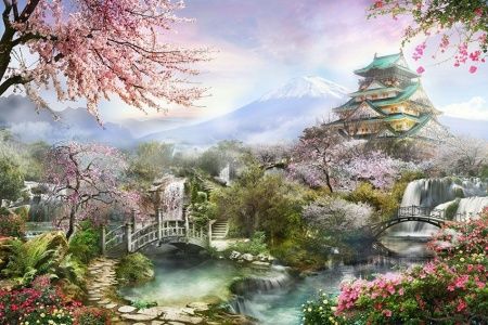 Фреска Восточный пейзаж на закате