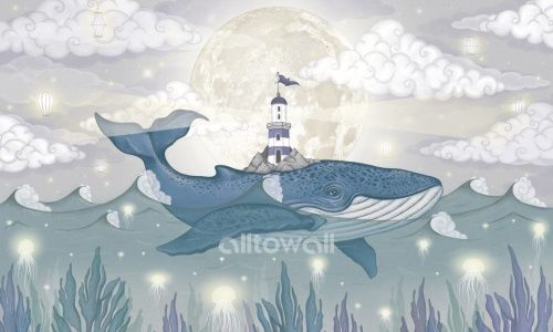 Фреска Кит в облаках