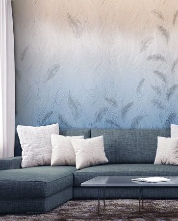 Графика Лофт. Перья. Волны. Бетонная стена. ag0341