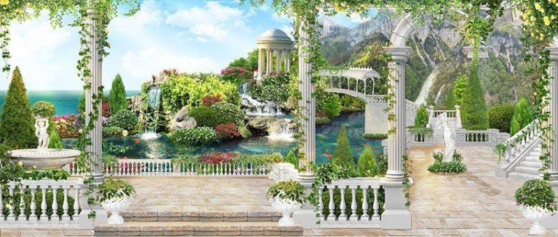 Фреска Терасса с белыми колоннами