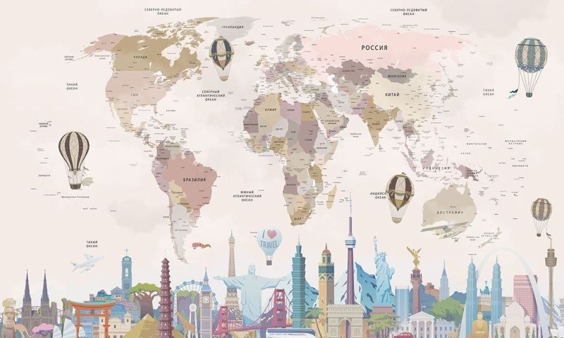 Фреска Сюжеты Карта мира арт. r_117