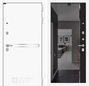 Входная дверь Лайн WHITE с зеркалом Панорама с тонировкой