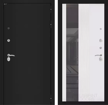 Входная дверь Классик шагрень черная с Зеркалом 32 тонированным