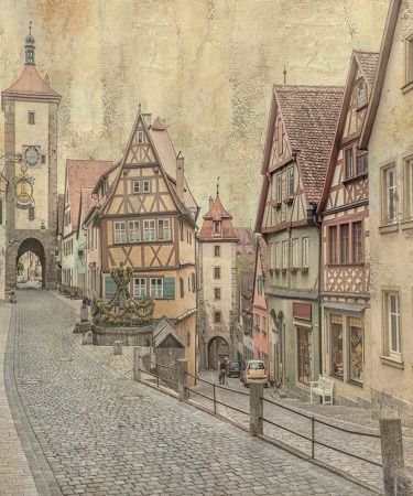 Фреска Старое фото средневековой улочки