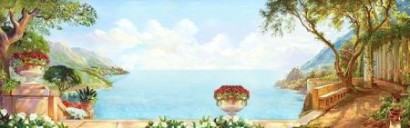 Фреска Панорамный средиземноморский пейзаж
