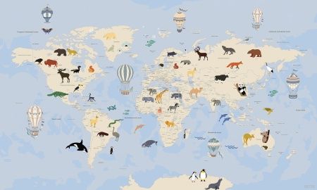 Фреска Карта со зверушками Art.33729