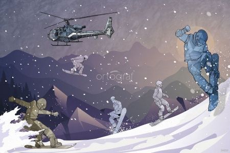 Сноуборды в горах Art.34656