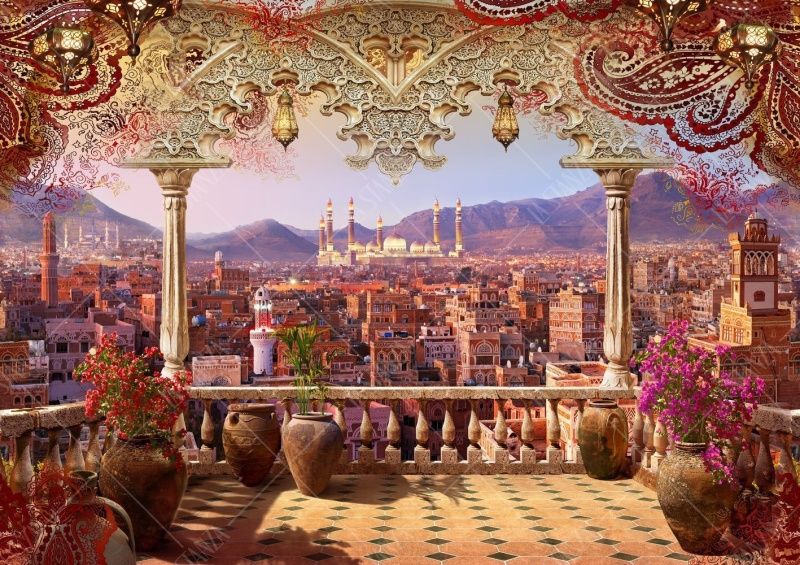 Фреска Восточная веранда с видом на мечеть