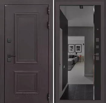 Входная дверь Полярис лайт с тонированным зеркалом Панорама