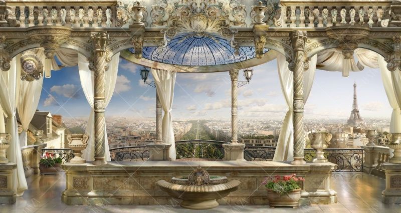 Фреска Вид с веранды на эйфелеву башню