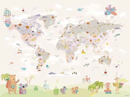 Фреска Карта мира путешественники Art.34382