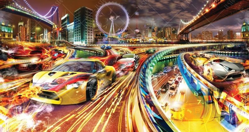 Фреска Панно тачки, машины, машинки и гонки