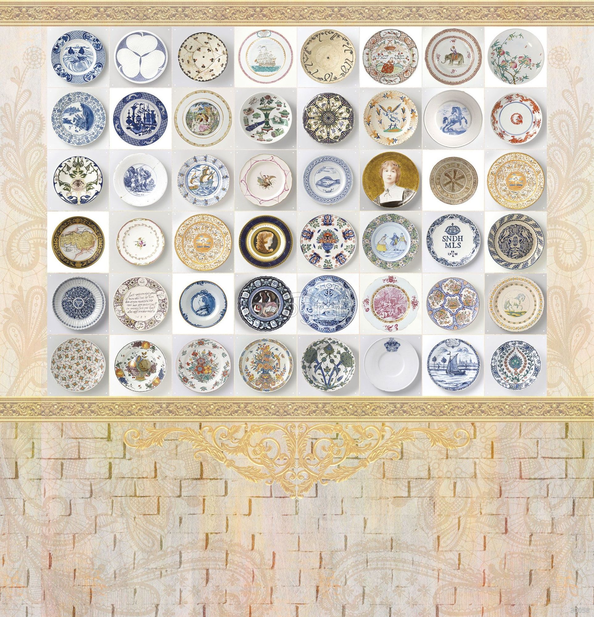 Фреска Тарелки на стене Art.30058