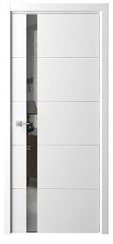 Дверь Геометрия-7 ширина 60 см Эмаль Зеркало грей кромка В цвет полотна