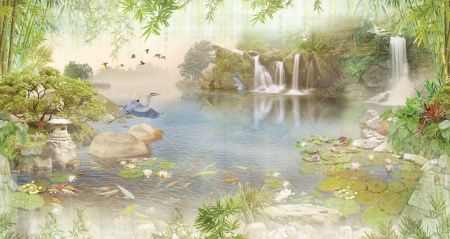 Фреска Водопады и цапля