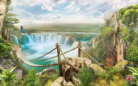 Фреска Канатная дорога над пропастью