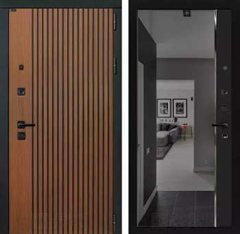 Входная дверь Шторм с зеркалом Панорама с тонировкой