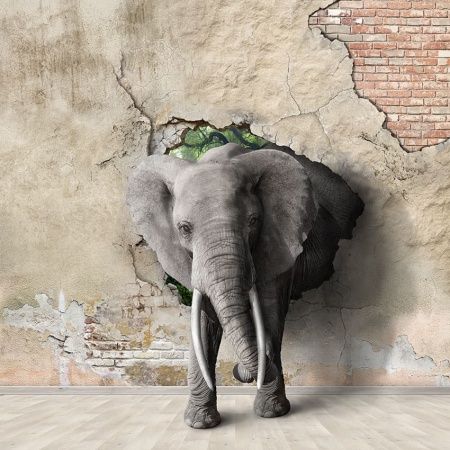Фреска Слон из разрушенной стены