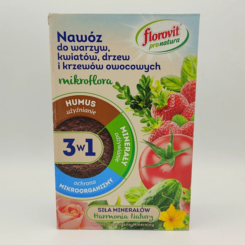 Florovit PRO NATURA MIKROFLORA 3в1 - гранулированные органоминеральные для овощей, цветов, 1 кг