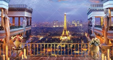 Фреска Вид сверху на вечернюю Эйфелеву башню