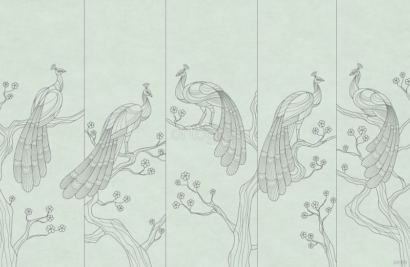 Павлины на сакуре Art.34583