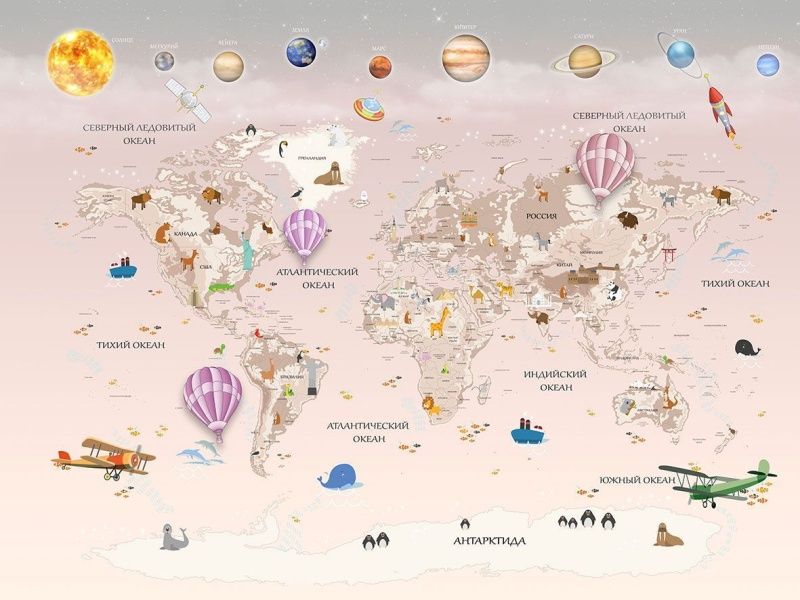 Фреска Сюжеты Карта мира арт. r_114