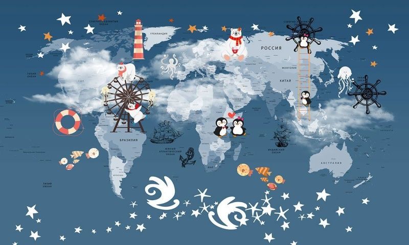 Фреска Сюжеты Карта мира арт. r_115