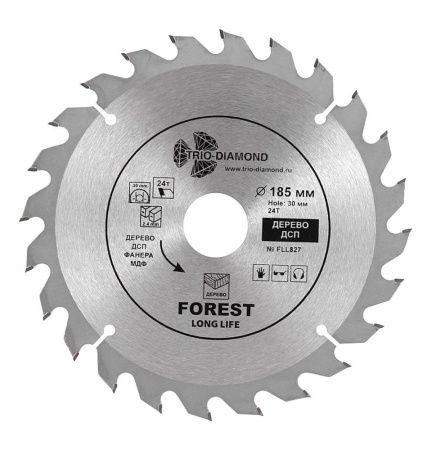Диск пильный TRIO-DIAMOND серия Forest 185*24T*30/20/16 mm Диск пильный TRIO-DIAMOND серия Forest 185*24T*30/20/16 mm