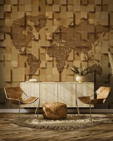 Графика Карта мира. Лофт. Текстура дерева. ag0318