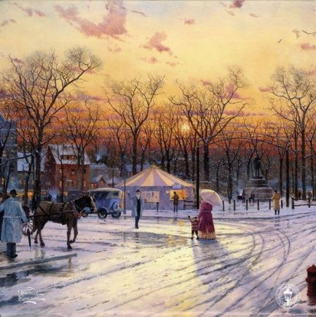 Фреска Зимняя вечерняя улочка