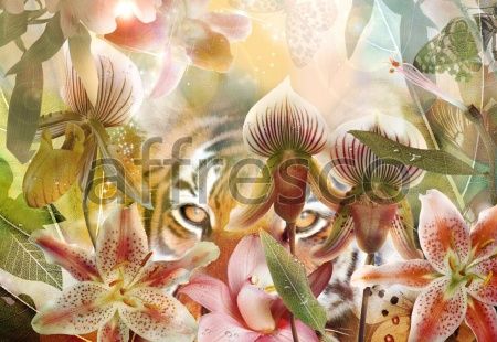 Коллаж тигр в цветах, арт. 7127