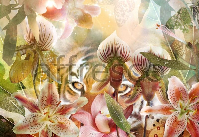 Коллаж тигр в цветах, арт. 7127