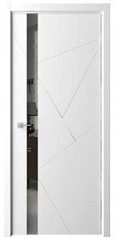 Дверь Геометрия-6 ширина 60 см Эмаль Зеркало грей кромка В цвет полотна