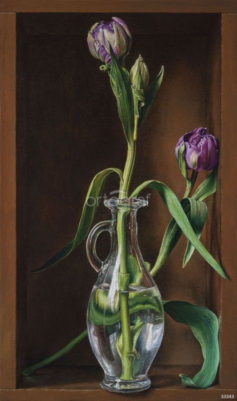 Тюльпаны в хрустальной вазе Art.33343