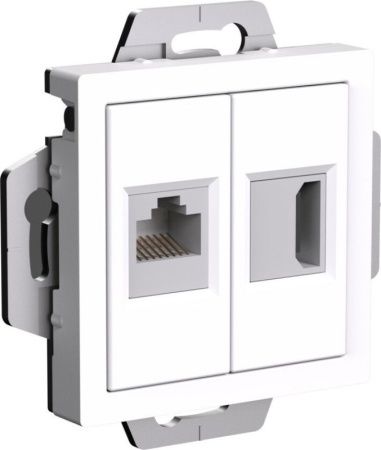 ATLASDESIGN РОЗЕТКА двойная HDMI+RJ45, кат.5Е, механизм, БЕЛЫЙ