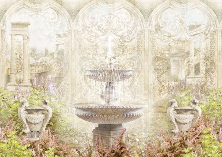 Фреска Фонтан, вазоны, арки и античные развалины