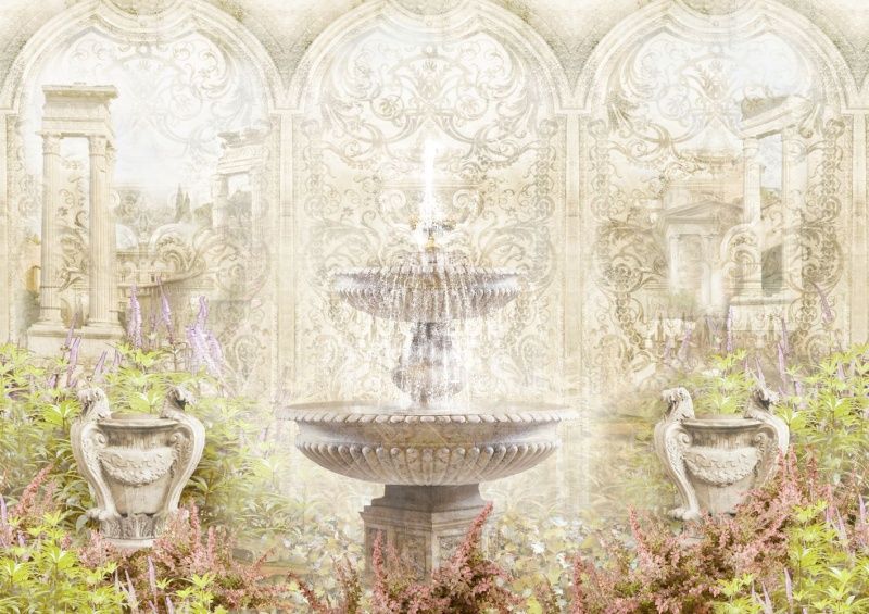 Фреска Фонтан, вазоны, арки и античные развалины