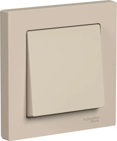 Одноклавишный выключатель в комплекте с рамкой (Песочный)