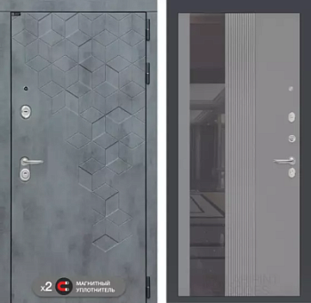 Входная дверь Бетон с Зеркалом 32 тонированным