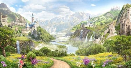 Фреска Сказочные замки с синими крышами