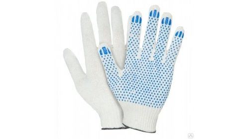 Перчатки с ПВХ 5 нитей 10 точка, белые