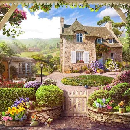 Фреска Провинциальный дворик в цветах