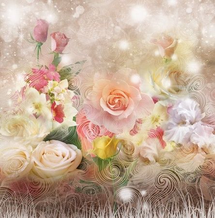 Графика Цветочная фантазия. Коллаж.  240