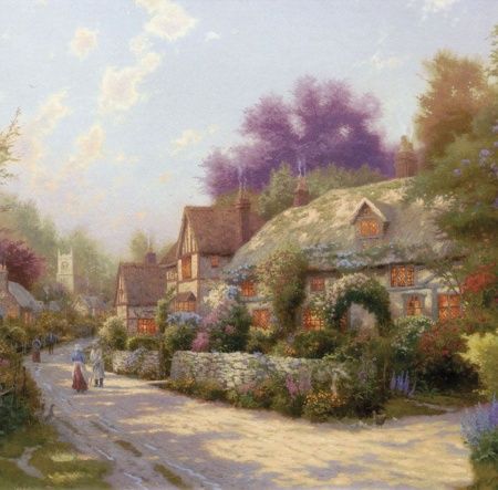 Фреска Рисованная улочка в европейской деревне