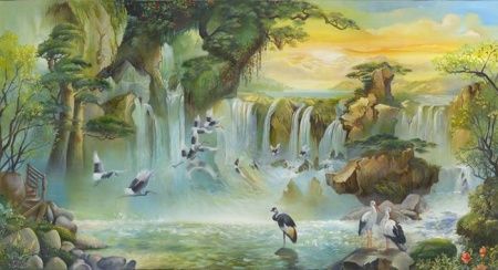 Фреска Арка перед озером с лебедями