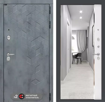 Входная дверь Бетон с зеркалом Панорама