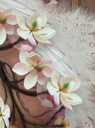 Фреска Магнолия на перьях Art.33083