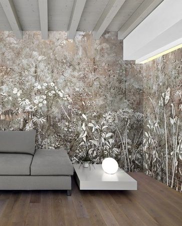 Графика Старая стена. Графика. Цветы. ag0200