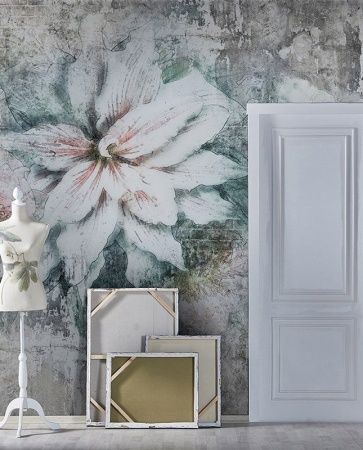 Графика Цветы. Старая стена. Лофт. ag0312